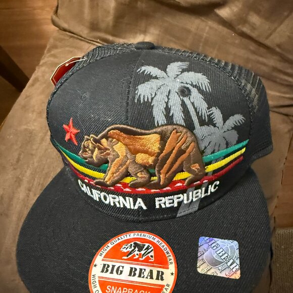 New California flag curved bill Cali adult one-size trucker hat cap. - Picture 4 of 8